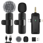 HMKCH Micro Cravate sans Fil pour iPhone/Téléphone Android/Caméra/Ordinateur Portable, Microphone Professionnel à Double Revers avec Prise USB-C/3,5 mm/USB pour Enregistrement vidéo, Vlog