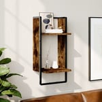 vidaXL Wall Shelf with Bar Smoked Oak 30x25x65 cm