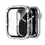 Glas+Diamond Cover För Apple Watch case 40mm 44mm 41mm 45mm 38mm 42mm Bling Bumper Protector iWatch series 9 3 5 6 7 8 se case clean 41mm series 7 8 9