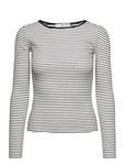 Mango Striped Rib T-Shirt Svart