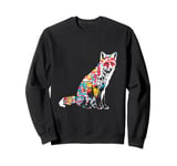 Vibrant Urban Fox Street Art Abstract Sweatshirt