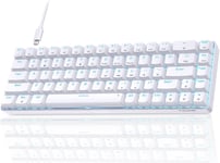 Clavier Gamer Mécanique 60% Câblé avec Interrupteur Rouge,T68SE Clavier Gaming LED Rétroéclairé Type-c Mechanical Keyboard Compact 68 Touches Anti-ghosting-US Layout,Blanc