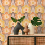 A.S. Création Retro 70's Floral Wave Wallpaper Beige/Brown/Orange/Yellow Retro Chic 395395 8.50m x 0.53m Paste The Wall