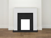 Adam Miami Fireplace in Pure White and Black Granite, 48 Inch