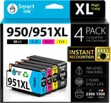 Compatible Remplacement des Cartouches d'encre pour HP 950XL 951XL 950 XL 951 XL High Yield 4 Pack (Black & C/M/Y) pour HP Offic8100 8600 8610 8620 8630 8640 8660 8615 8625 251DW 276DW