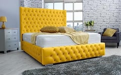 Eleganza Dino Plush Superking Bed Frame - Mustard Gold