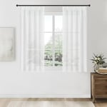 Topfinel Lot de 2 Rideau Voilage Blanc 140x120 CM Galon Fronceur Transparent en Effet Lin pour Fenêtre de Salon Moderne Voilages Intérieur pour Rail Rideau Voile Doux Décoratif Chambre Cuisine Salle