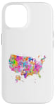 Coque pour iPhone 14 Carte des États-Unis