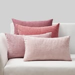 Topfinel Housse de Coussin Bebe 30x50 Rose 4pcs Coussin Canapé Décoratif en Velours Côtelé Super Doux pour Fauteuil Lit Salon Chambre Jardin Motifs à Carreaux Dopamine Décor, Lot de 4