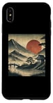 Coque pour iPhone XS Max Village japonais vintage jardin vue montagne paysage soleil