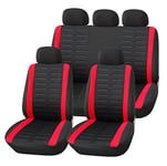 upgrade4cars Housse de Siege Voiture Universelle Noir Rouge | Ensemble de Housses Siège Auto Universel | Couvre Sieges pour Avant et Arrière | Accessoires Interieur Gadget