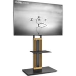 Fitueyes - Série zen Support tv Pied pour Ecran de 55 à 85 Pouces, en Bois Massif Hauteur Réglable sur 4 Niveaux, Angle Adjustable ±30°, Charge