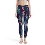 WellWellWell Pantalon de yoga pour femme - Motif floral - Taille haute - Pour Pilates - Blanc - Taille XL