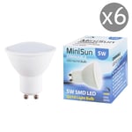 6 Pack GU10 White Thermal Plastic Spotlight LED 5W Neutral White 4500K 450lm Light Bulb