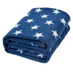 Dreamscene Flannel Fleece Stars Throw Over Bed Warm Soft Blanket Plush for Kids Sofa, Navy Blue - 50" x 60" inch