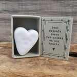 East of India Mini Matchbox Porcelain Heart '...Paw Prints On Our Hearts' Friend