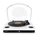 Platine vinyles Ledwood Round 300 Blanche - 33-45-78 Tours avec haut-parleurs stéréo 2x5W, Bluetooth - Encodage sur USB