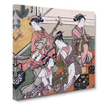 Watchers and the Watched by Harunobu Suzuki Asian Japanese Canvas Wall Art Print Ready to Hang, Framed Picture for Living Room Bedroom Home Office Décor, 14x14 Inch (35x35 cm)