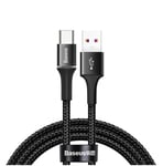 Baseus Halo-datakabel Hållbar nylonflätad tråd USB / USB Typ C med LED-ljus 5A 40W 1m - Svart (CATGH-G01)