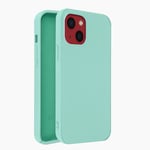 Coque iPhone 13 Mini Silicone Semi-rigide Finition Soft-touch turquoise