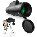 40X60 High Power HD Monocular Telescope with Smartphone Holder Tripod - [Upgrade] Waterproof Monocular with Durable and Clear FMC BAK4 Prism Dual Focus