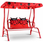 COSTWAY Balancelle de Jardin pour Enfants 2 Places,Toit Anti-UV Balançoire Jardin pour Enfants Chaise Bascule pour EnfantsRouge