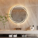 Luvodi - Miroir Mural avec Éclairage led Miroir Salle de Bain Intégré Miroir Lumineux Anti Buée 3 Interrupteurs Tactiles - 60x60cm