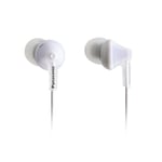 Panasonic RP-HJE125-K, 3.5mm ErgoFit Wired Earbuds, Noise Isolating In-Ear Stereo Earphones, Dynamic Clear Sound, Ergonomic Custom-Fit Earpieces (S/M/L), Large 9mm Driver, Long cord, No Mic - White