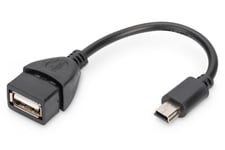 Digitus USB 2.0 OTG 0.2m USB-kabel 0,2 m Mini-USB B USB A Sort