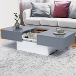 Idmarket - Table basse coulissante rectangulaire marta bois blanc et gris