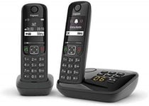 AS690A Duo - Téléphone fixe sans fil avec répondeur - 2 combinés - Noir [Version Française]