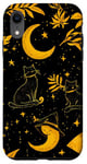 Coque pour iPhone XR Carte de tarot vintage jaune avec chapeau de sorcière tropicale et