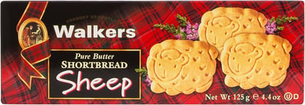 Walkers Shortbread Sheep Shapes. Traditional Pure Butter Scottish Recipe, 125g 