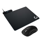 Logitech G PRO X SUPERLIGHT 2 LIGHTSPEED Souris Gaming Sans Fil, Légère, Switchs Hybrides USB-C + POWERPLAY Tapis de Souris Gamer, Système de Charge Gaming sans Fil en Tissu, PC et Mac - Noir