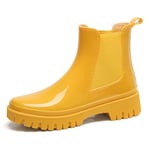 AONEGOLD Bottes De Pluie Femme Caoutchouc Imperméables Antidérapant Légères Wellies Rain Boots Semi-Hautes de Jardinage Chaussures(Jaune,39 EU)