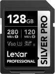 SILVER PRO Carte SD 128Go, carte mémoire SD UHS-II, V60, U3, C10, Jusqu'à 280Mo/s en lecture, 120Mo/s en écriture, carte SDXC pour DSLR/caméra/photographe/vidéaste/passionné (LSDSIPR128G-BNNAA)