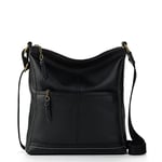 The SAK Sac à bandoulière, Iris Crossbody en Cuir, Portefeuille décontracté avec Sangle réglable et Poches zippées Femme, Noir, Taille Unique