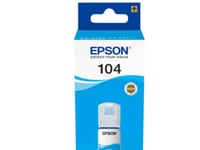 Epson 104 Ecotank Cyan Ink Bottle, Cyan, Epson, Ecotank Et-4700 Ecotank Et-2726 Ecotank Et-2720 Ecotank Et-2715 Ecotank Et-2714 Ecotank Et-2712..., 65 Ml, Bläckstråleskrivare, Multifärg