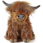 Brun Highland Cow, Realistisk Mjuk och Gosig Bondgårdsleksak, Naturli Ekologisk Plysch, 25 cm