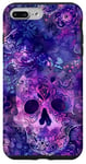 Coque pour iPhone 7 Plus/8 Plus Aquarelle violette ethnique horreur bleu feu flamme crâne