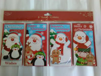 4x 3D/GLITTER CHRISTMAS MONEY WALLETS SANTA/ELF/SNOWMAN/GINGERBREAD MAN(X20025)