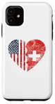 iPhone 11 Swiss American Flags Heart | United States Switzerland Roots Case