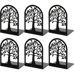 Bokstöd i metall för att hålla böcker, dekorativa bokstöd i form av träd för hyllor, svarta bokstöd för tunga böcker, bokstöd (3 par)
