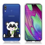 Samsung Deco Galaxy A40 kuoret - Panda Pitää Bambua Läpinäkyvä