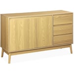 Sweeek - Buffet en décor bois 2 portes et 3 tiroirs. buffet bas. l 120 x l 39 h 76cm - Dune