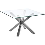 Table Basse Carrée 70 x 70 cm cm avec Plateau en Verre et Pieds Argentés Glamour et Tendance pour Salon Moderne et Tendance Beliani