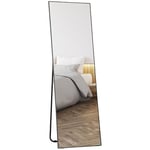 HOMCOM Grand Miroir Pleine Longueur rectangulaire, 50 x 160 cm - Miroir sur Pied, Mural ou pocé Contre Mur - Miroir pour Chambre à Coucher, Salon et Dressing, Noir