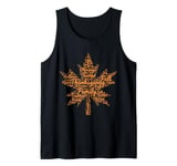 Thanksgiving Maple Leaf Word Cloud for Family Tradition Fall Tank Top