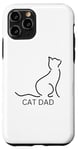 Coque pour iPhone 11 Pro Simple Cat Dad Chat Noir Contour Minimaliste Chats