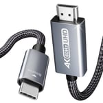 BENFEI Câble USB C vers HDMI (4K@60 Hz), 1.8M Câble Type-C vers HDMI [Thunderbolt 3/4] Compatible pour iPhone 16/15 Pro Max, MacBook Pro/Air 2023, iPad Pro, iMac [Coque en Aluminium et câble en Nylon]